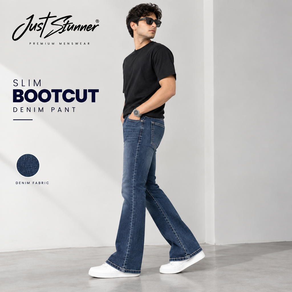 Men’s Slim Bootcut Denim Pant – Premium Blue Wash