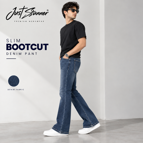 Men’s Slim Bootcut Denim Pant – Premium Blue Wash