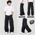 Men’s Black Baggy Cargo Pants – Relaxed Fit Wide Leg Jeans
