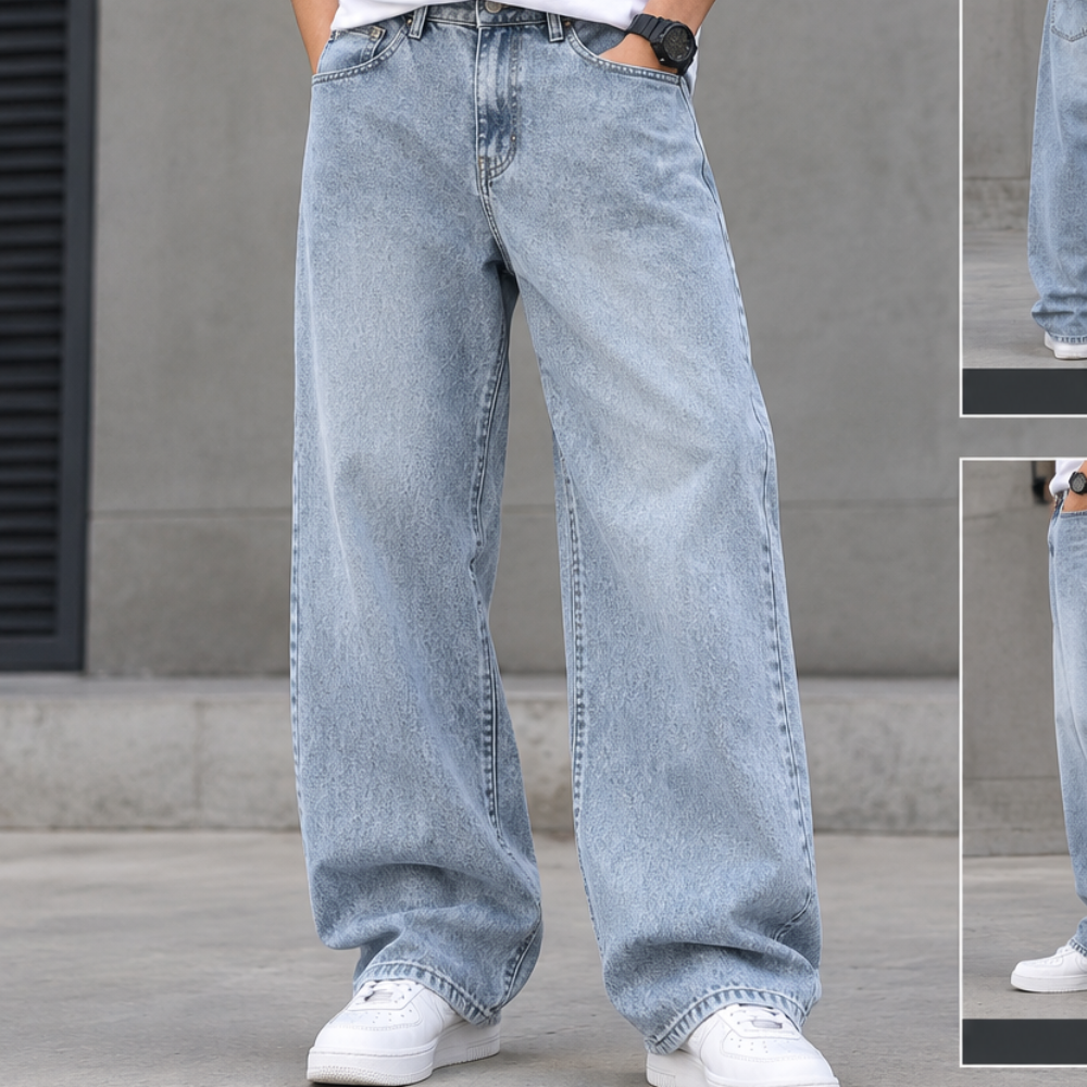 Light Wash Relaxed Fit Cargo Denim Jeans