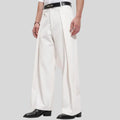 Men's White Wide-Leg Pleated Trouser | Korean Style Oversized Pant | Premium Streetwear Fashion for Modern Look