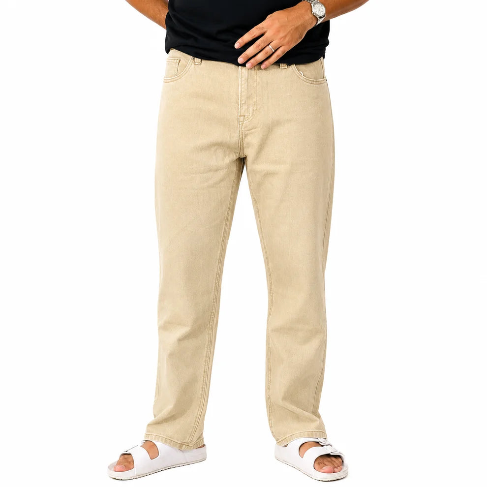 Men's Light Brown Regular Fit Jeans – Premium Export Quality | 100% Cotton