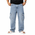 Urban Cargo Baggy Jeans – Premium Light Blue Denim